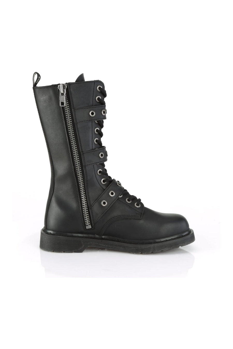 Demonia BOLT-330 Black Vegan Leather Knee Boot in Black Vegan Leather