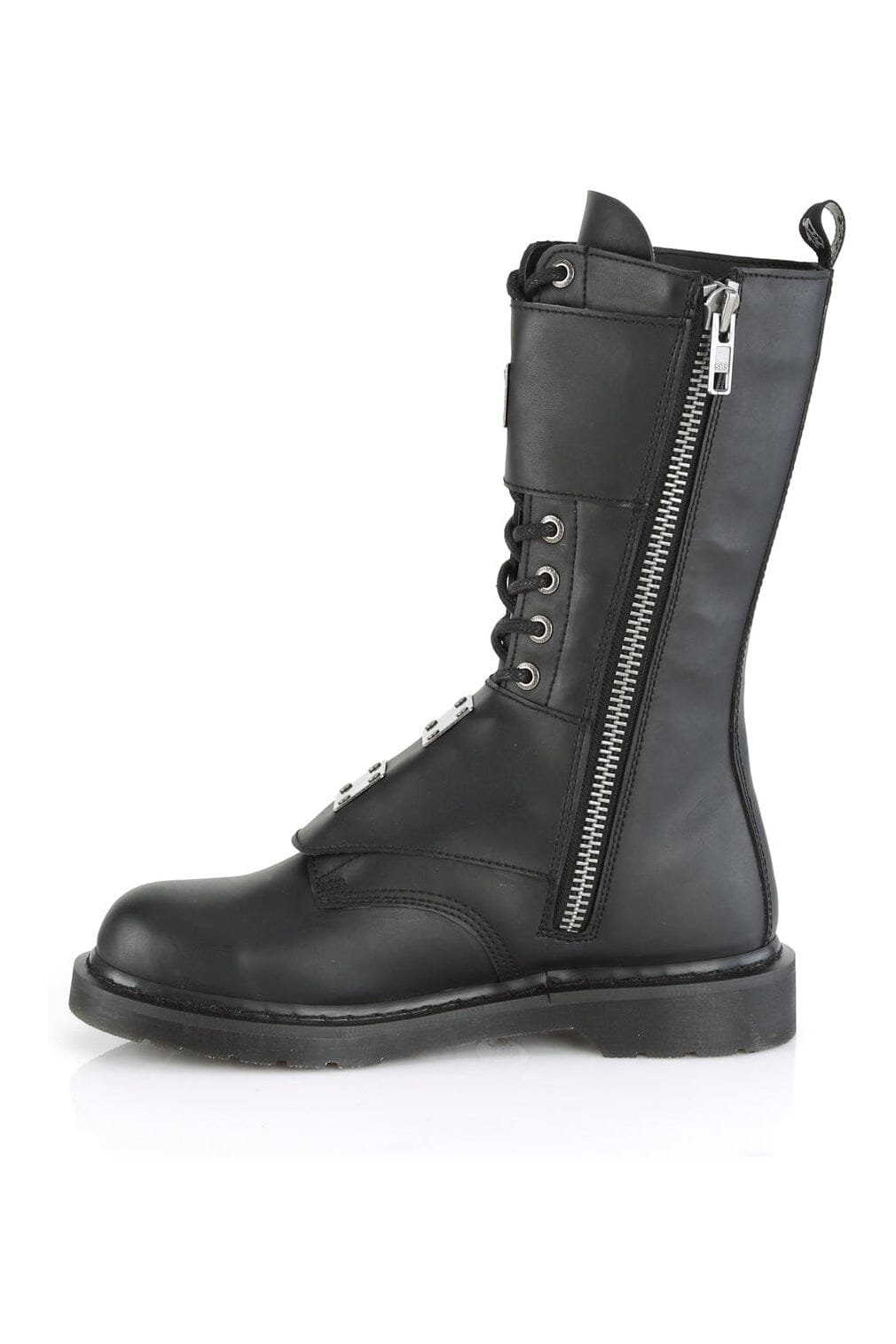 BOLT-345 Black Vegan Leather Knee Boot-Knee Boots-Demonia-SEXYSHOES.COM