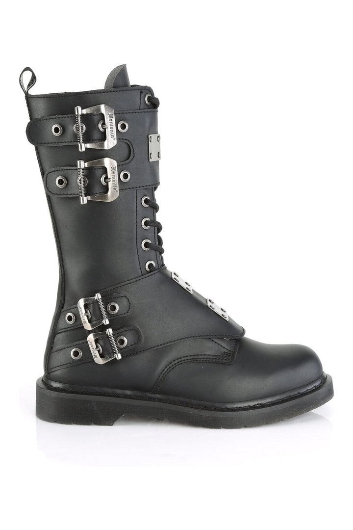 BOLT-345 Black Vegan Leather Knee Boot-Knee Boots-Demonia-SEXYSHOES.COM