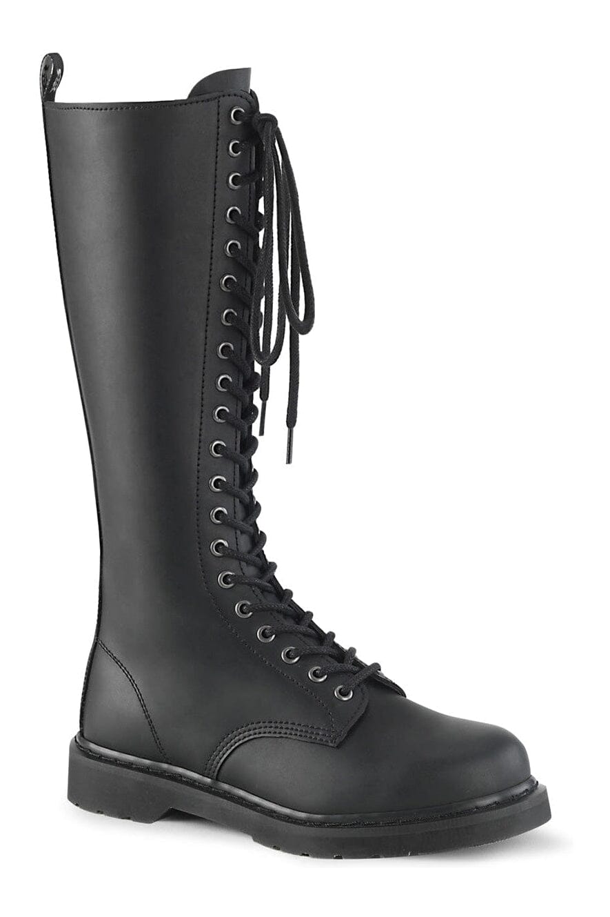 BOLT-400 Black Vegan Leather Knee Boot-Knee Boots-Demonia-Black-10-Vegan Leather-SEXYSHOES.COM