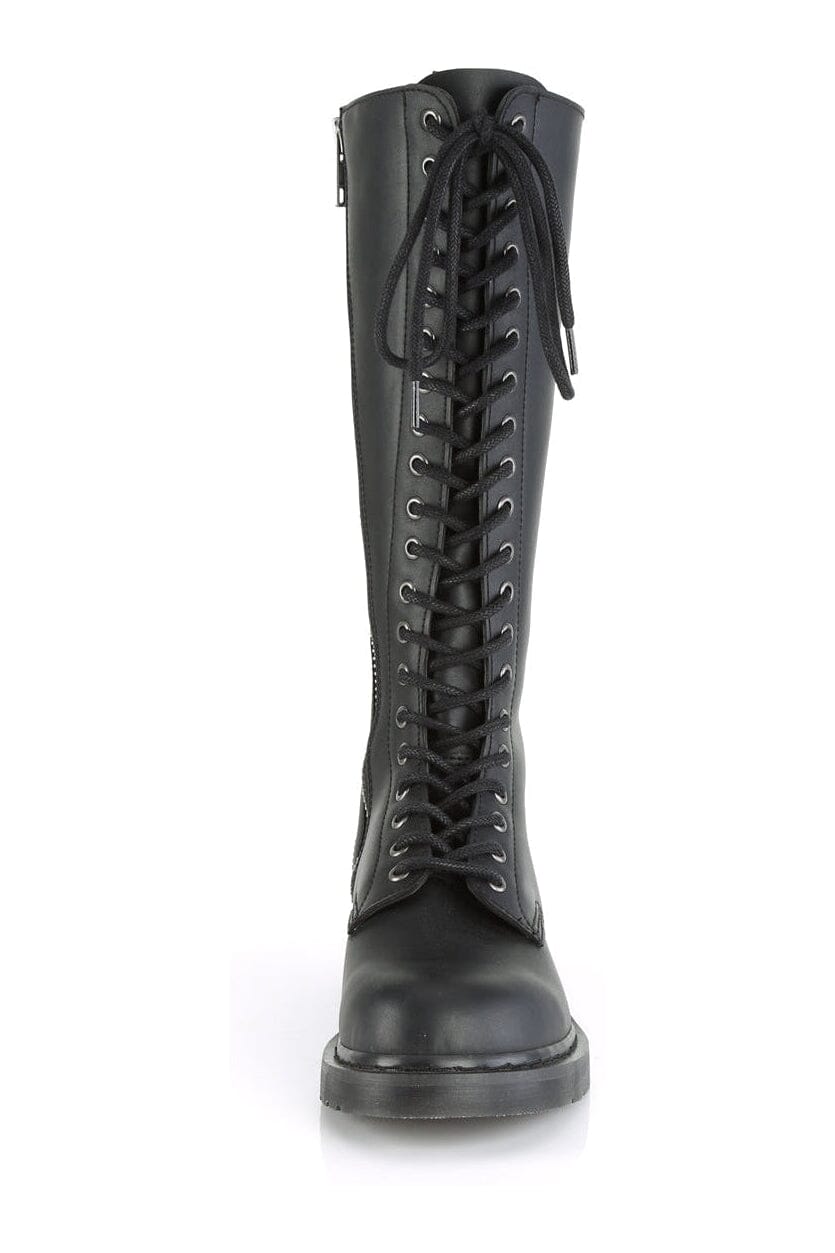Demonia BOLT-400 Black Vegan Leather Knee Boot in Black Vegan Leather