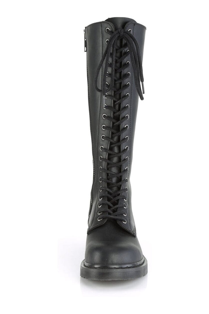 BOLT-400 Black Vegan Leather Knee Boot-Knee Boots-Demonia-SEXYSHOES.COM