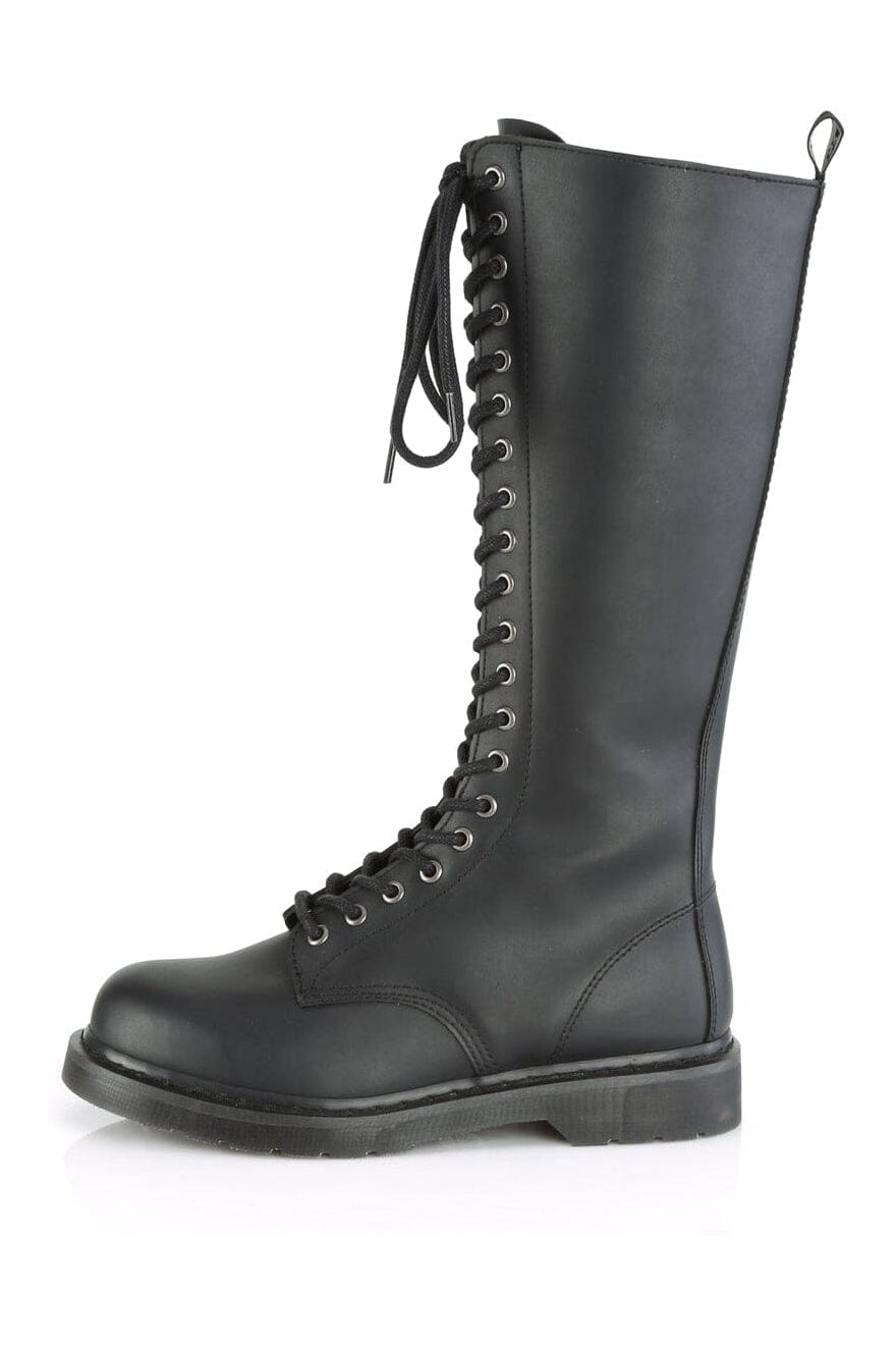 BOLT-400 Black Vegan Leather Knee Boot-Knee Boots-Demonia-SEXYSHOES.COM
