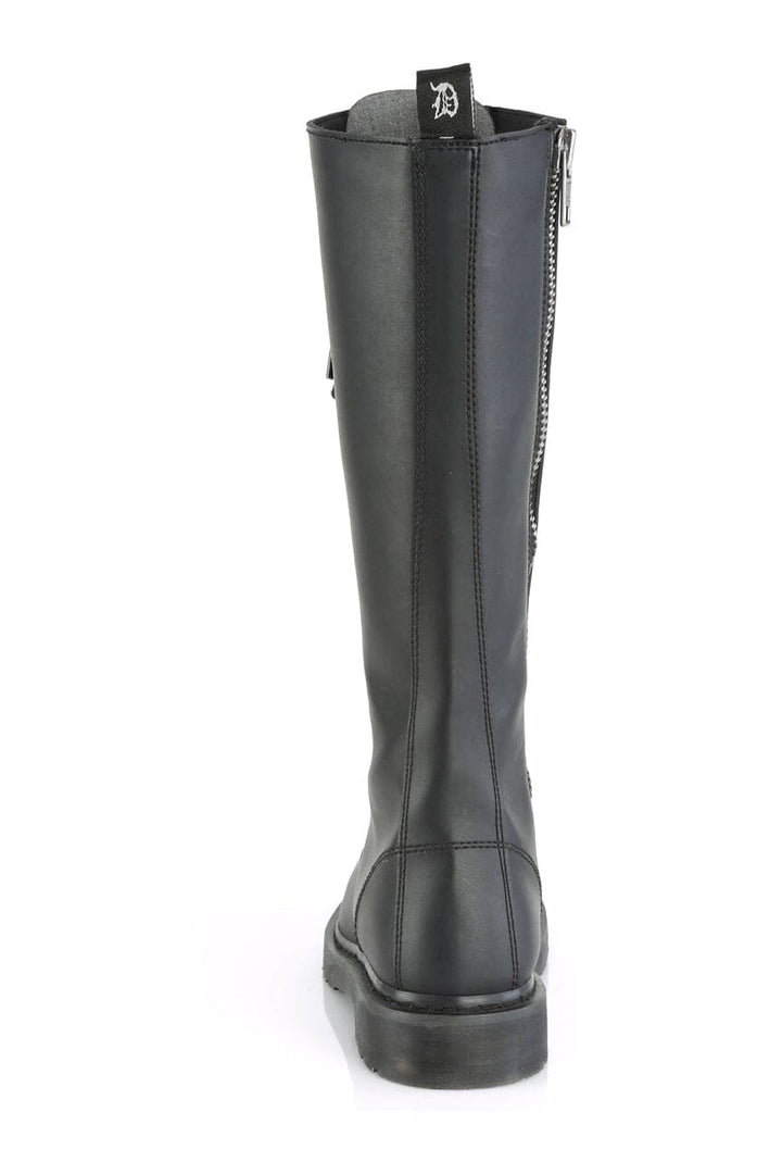 BOLT-400 Black Vegan Leather Knee Boot-Knee Boots-Demonia-SEXYSHOES.COM