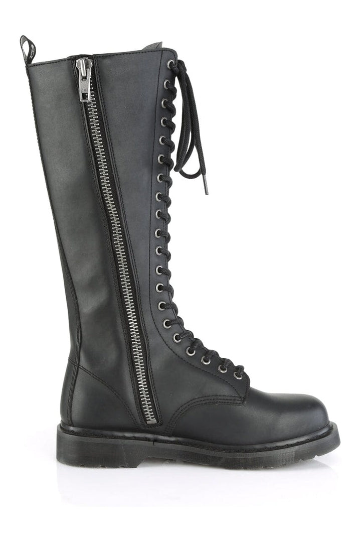 BOLT-400 Black Vegan Leather Knee Boot-Knee Boots-Demonia-SEXYSHOES.COM