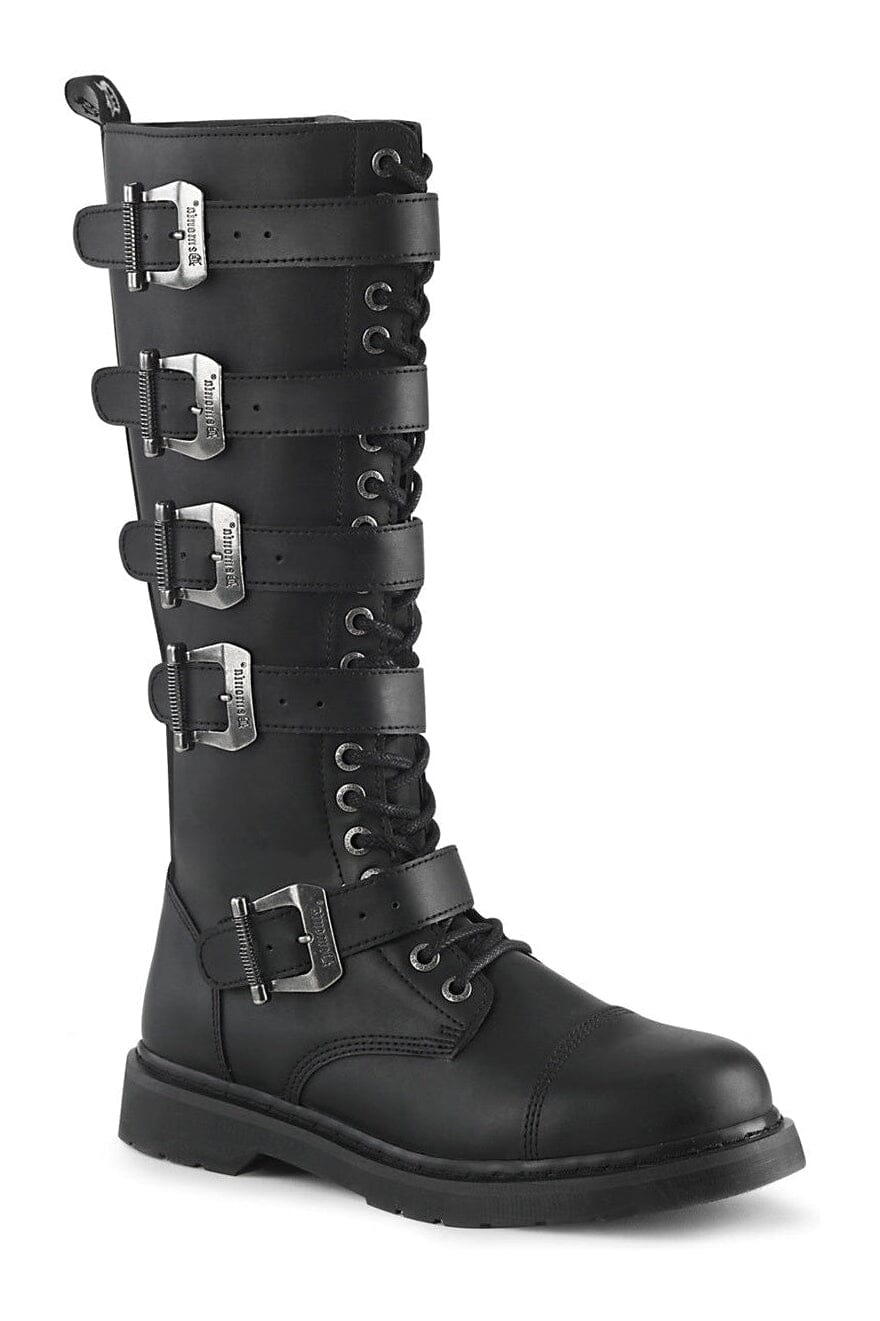 Demonia BOLT-425 Black Vegan Leather Combat Boot in Black Vegan Leather from SexyShoes.com