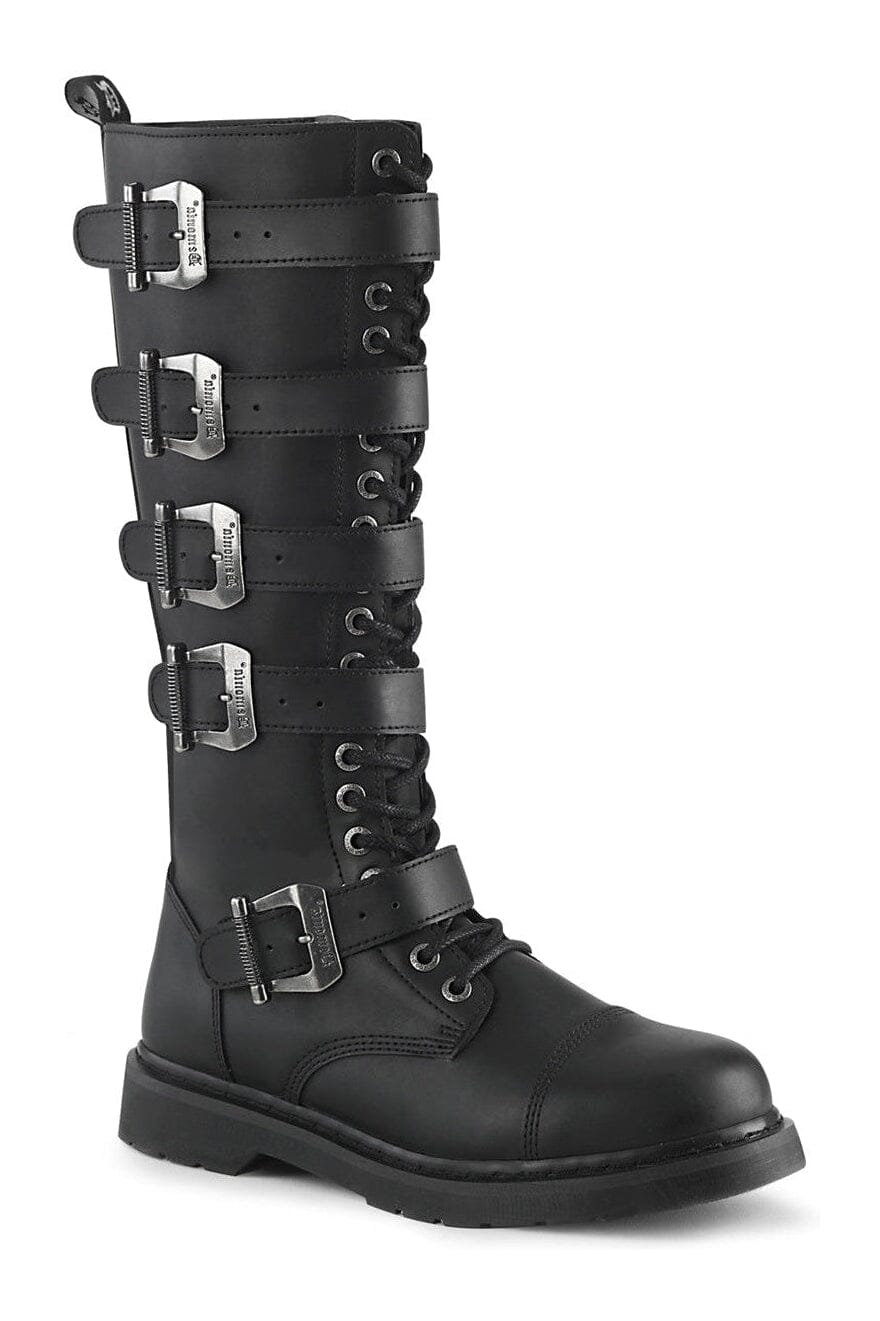 BOLT-425 Black Vegan Leather Combat Boot-Combat Boots-Demonia-Black-10-Vegan Leather-SEXYSHOES.COM