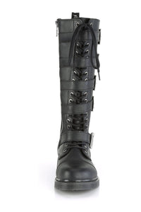 Demonia BOLT-425 Black Vegan Leather Combat Boot in Black Vegan Leather