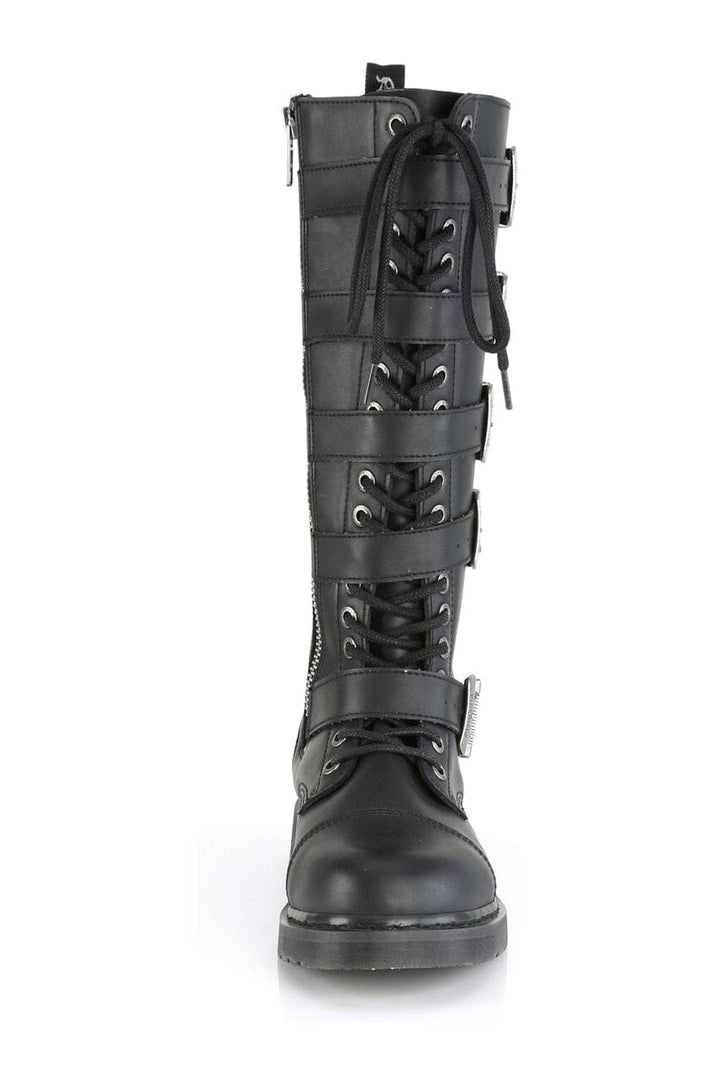 BOLT-425 Black Vegan Leather Combat Boot