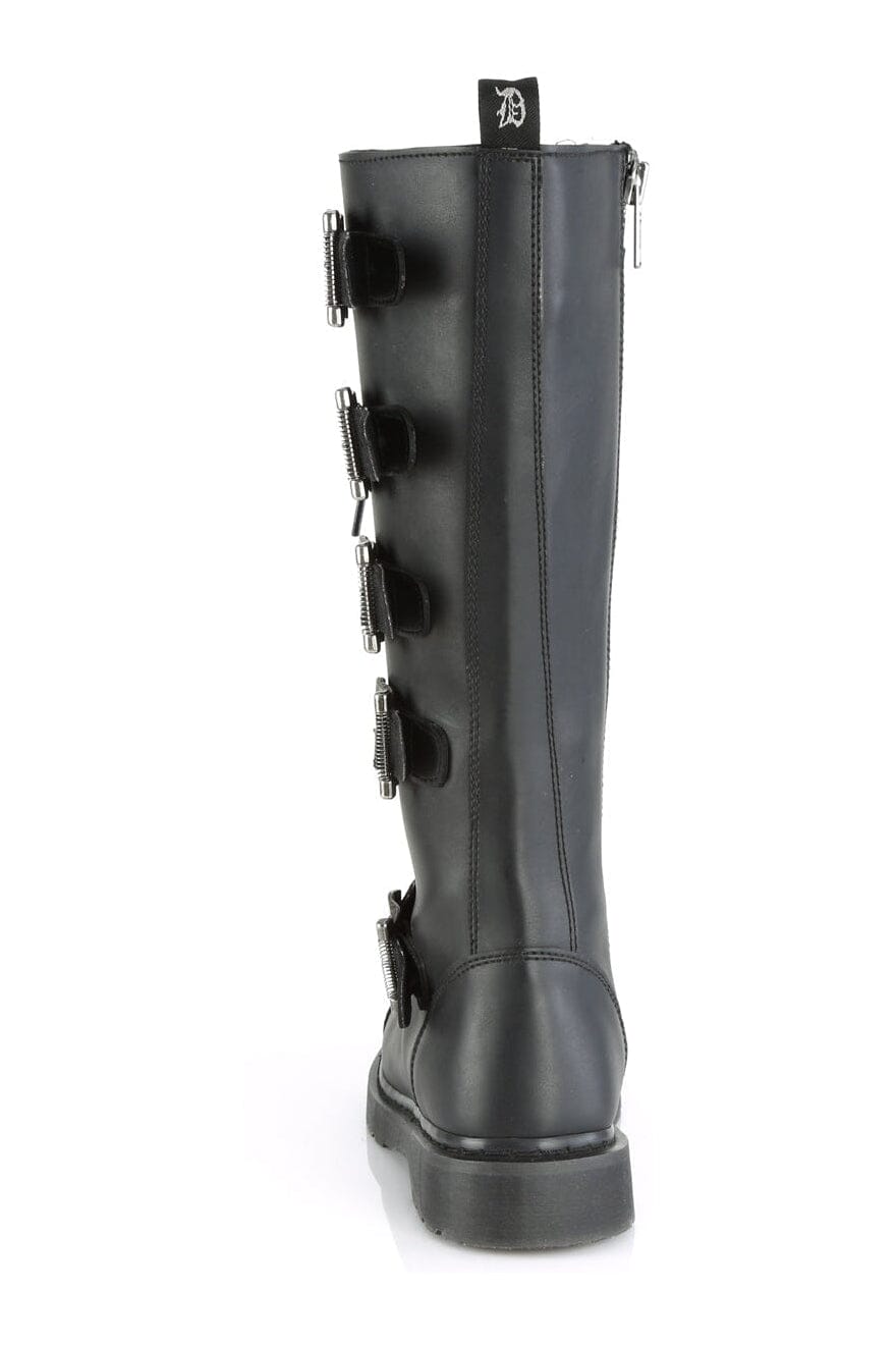 Demonia BOLT-425 Black Vegan Leather Combat Boot in Black Vegan Leather
