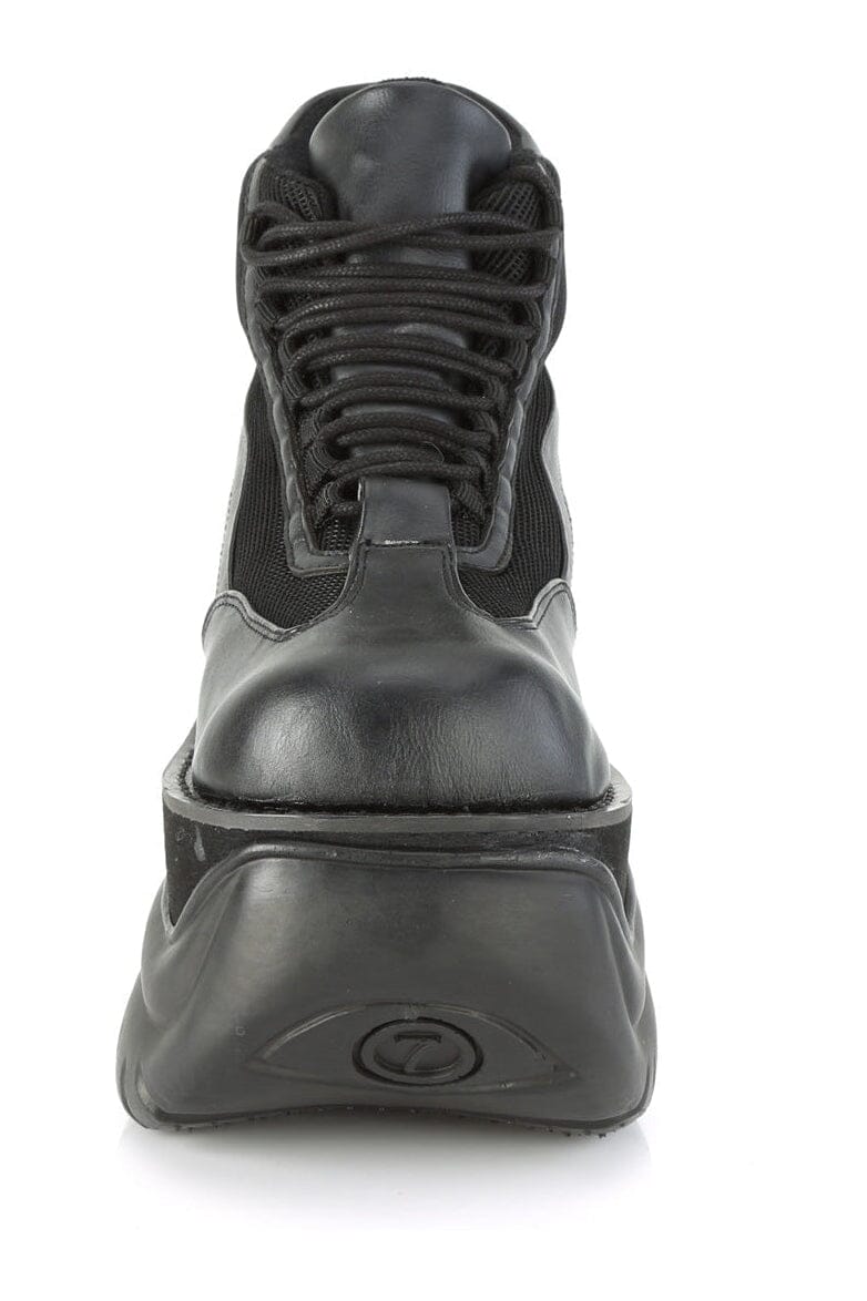 Demonia BOXER-01 Black Vegan Leather Cyber Shoe in Black Vegan Leather