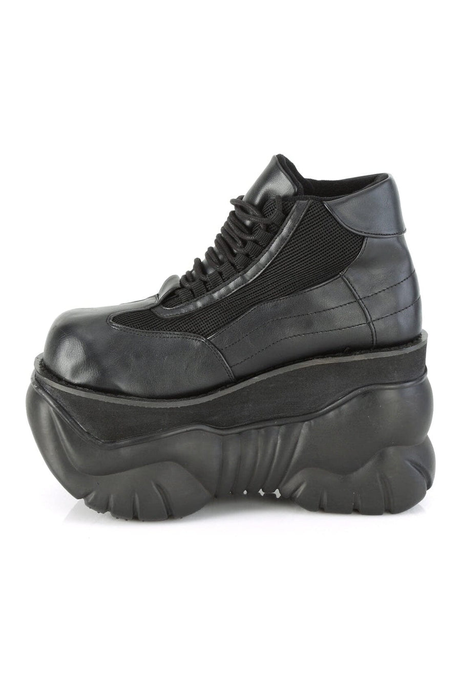Demonia BOXER-01 Black Vegan Leather Cyber Shoe in Black Vegan Leather