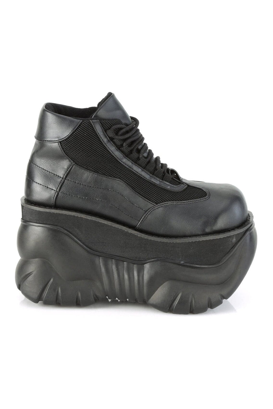 Demonia BOXER-01 Black Vegan Leather Cyber Shoe in Black Vegan Leather