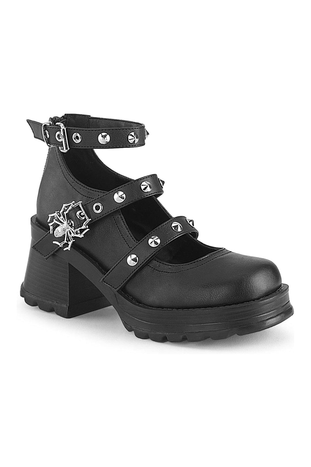 BRATTY-30 Black Vegan Leather Ankle Shoe-Ankle Shoe-Demonia-Black-10-Vegan Leather-SEXYSHOES.COM