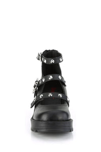 Demonia BRATTY-30 Black Vegan Leather Ankle Shoe in Black Vegan Leather