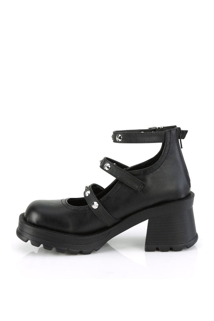 BRATTY-30 Black Vegan Leather Ankle Shoe-Ankle Shoe-Demonia-SEXYSHOES.COM