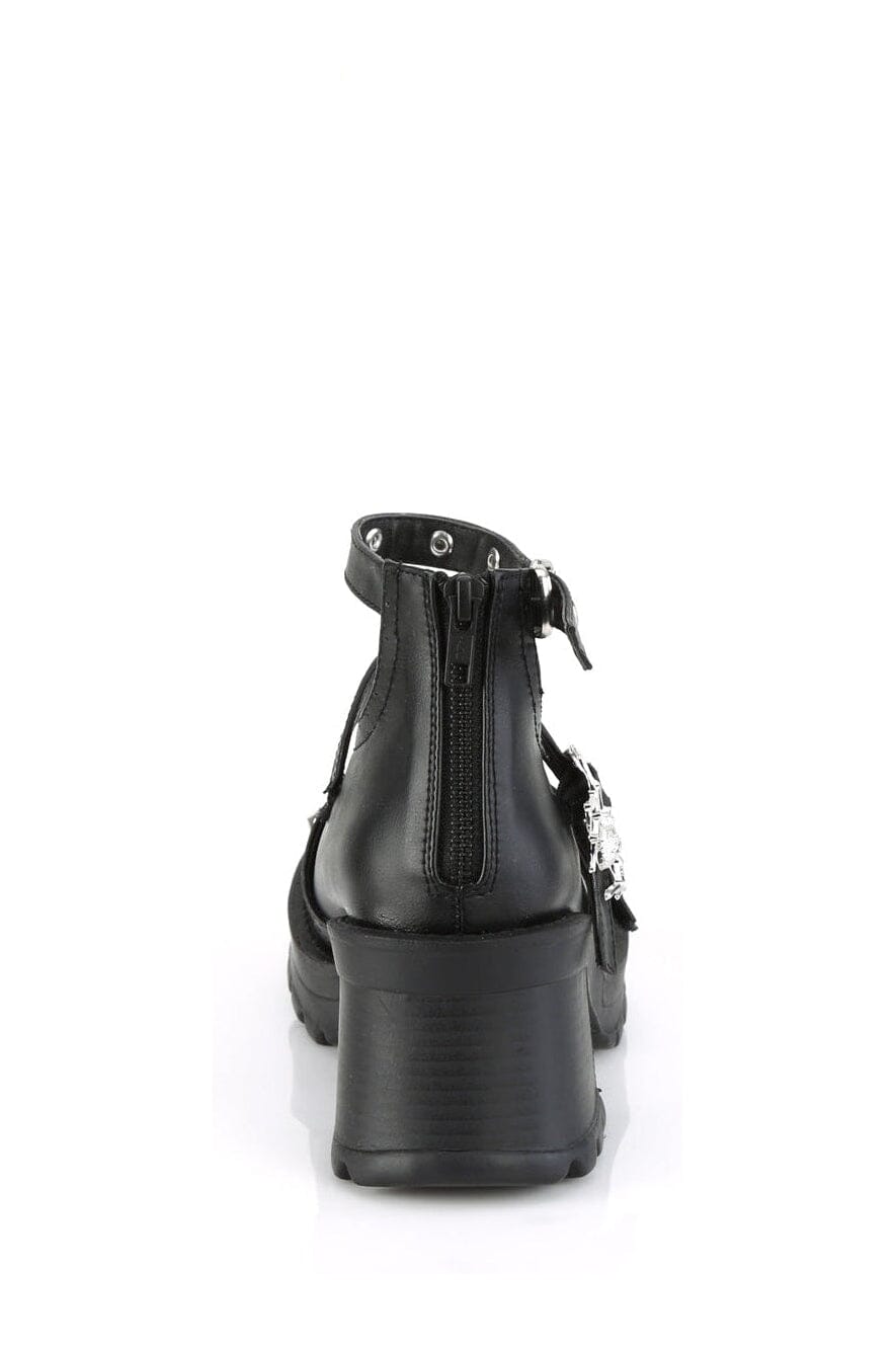 Demonia BRATTY-30 Black Vegan Leather Ankle Shoe in Black Vegan Leather