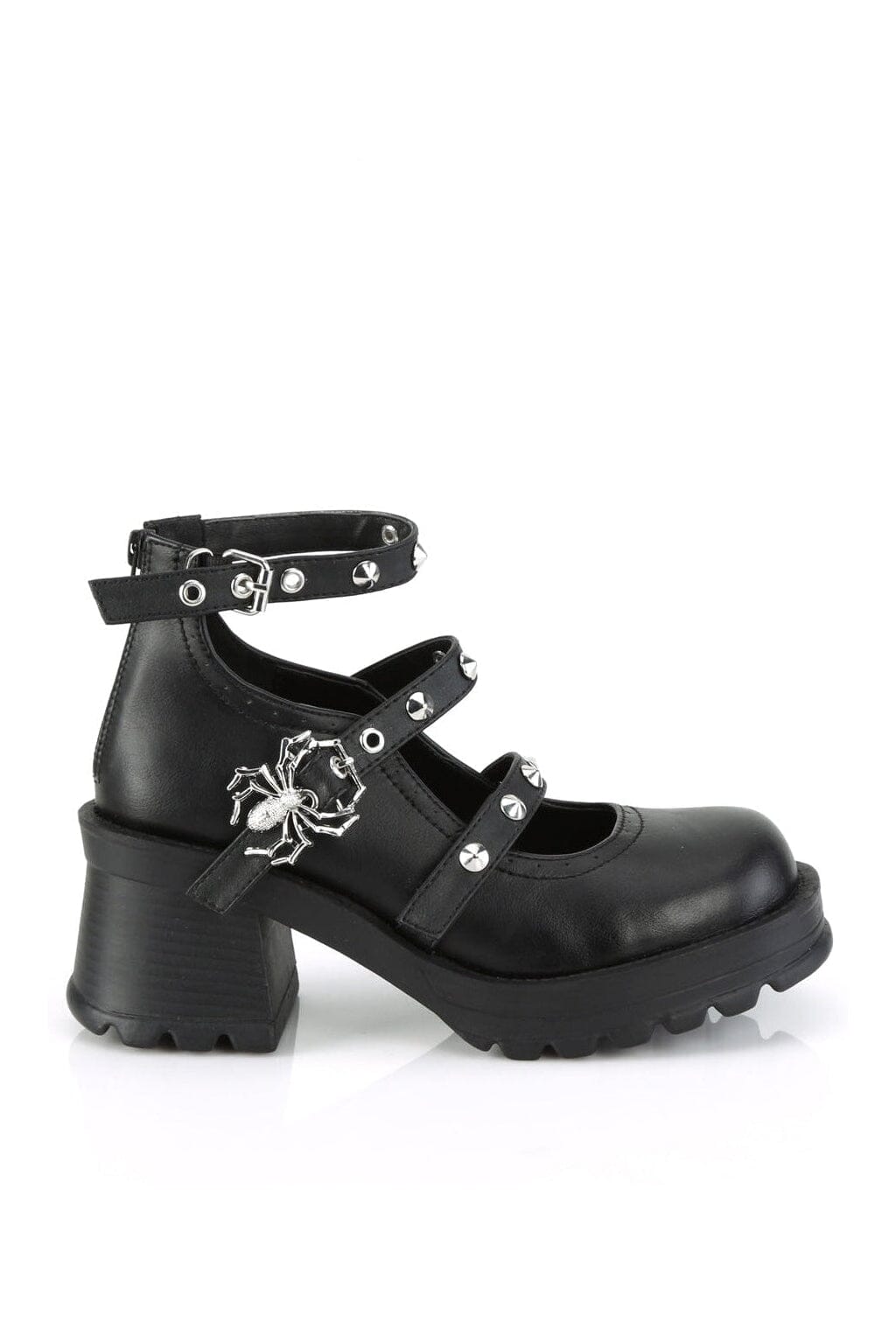 Demonia BRATTY-30 Black Vegan Leather Ankle Shoe in Black Vegan Leather