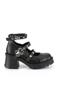 Demonia BRATTY-30 Black Vegan Leather Ankle Shoe in Black Vegan Leather