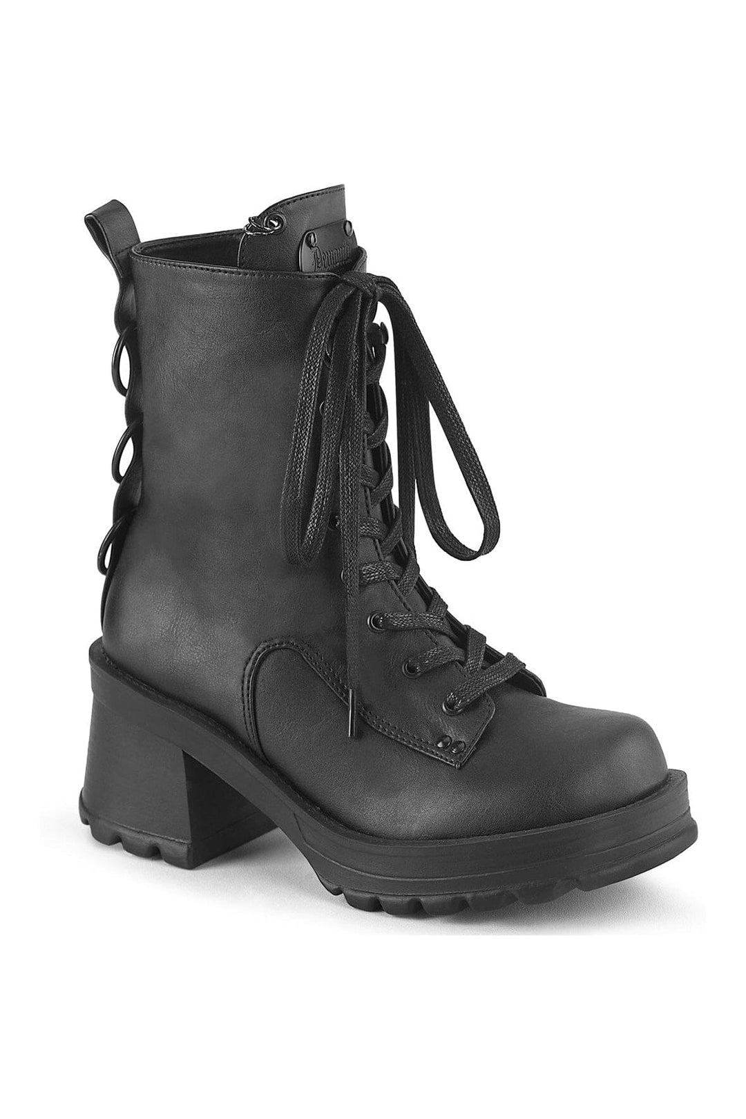 Demonia BRATTY-50 Black Vegan Leather Ankle Boot in Black Vegan Leather from SexyShoes.com