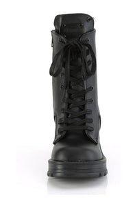 Demonia BRATTY-50 Black Vegan Leather Ankle Boot in Black Vegan Leather