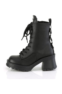 Demonia BRATTY-50 Black Vegan Leather Ankle Boot in Black Vegan Leather