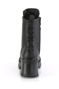 Demonia BRATTY-50 Black Vegan Leather Ankle Boot in Black Vegan Leather