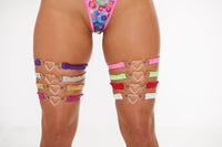 Bodyshotz Garters Foil Glimmer With Hearts in Black  from SexyShoes.com