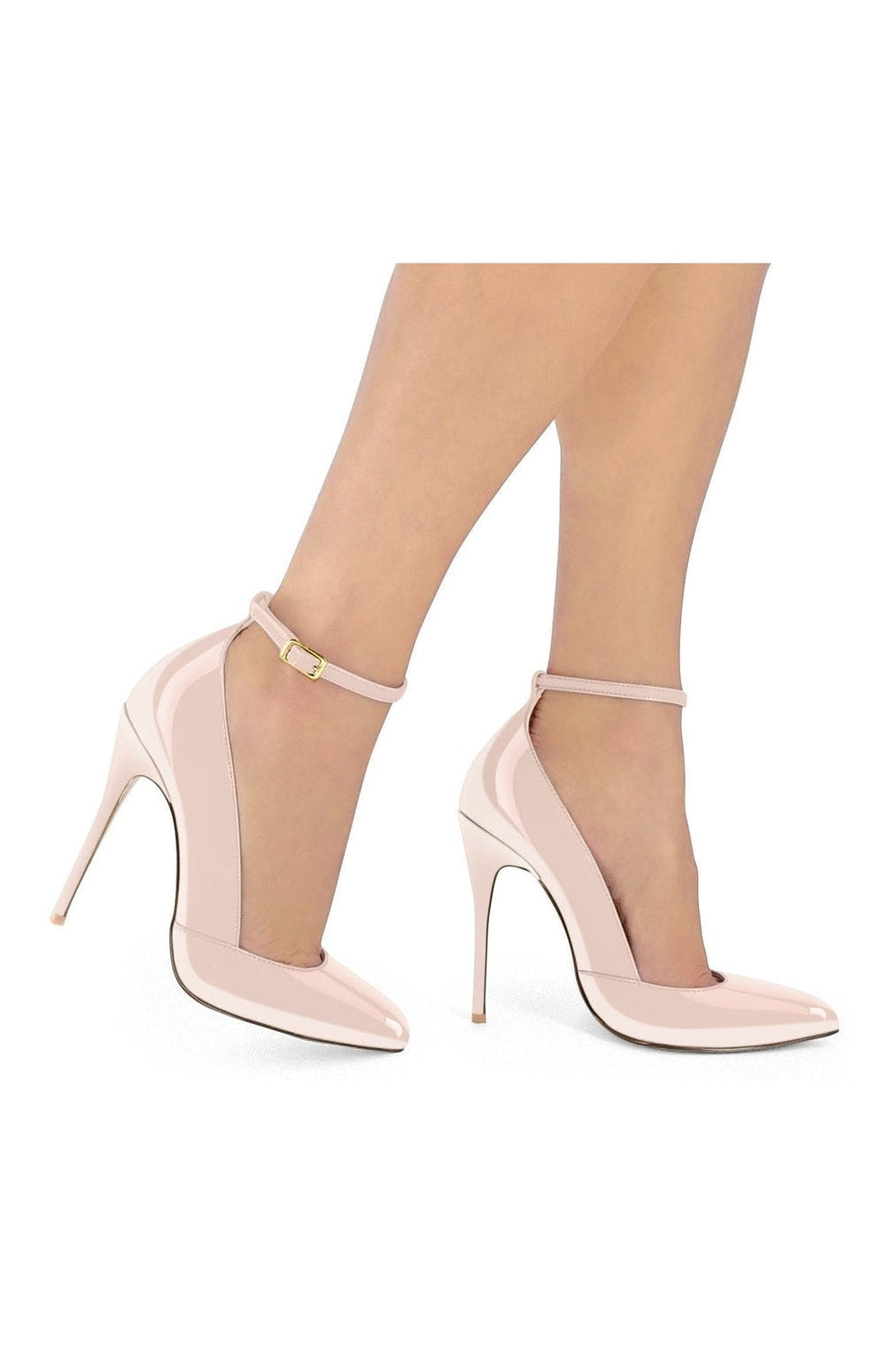Sexyshoes Signature Sexy A Line Ankle Strap Stiletto Pump in Bone Patent