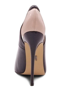 Sexyshoes Signature Cut Out Designed Pointed Toe Spectator Pump in Black Patent