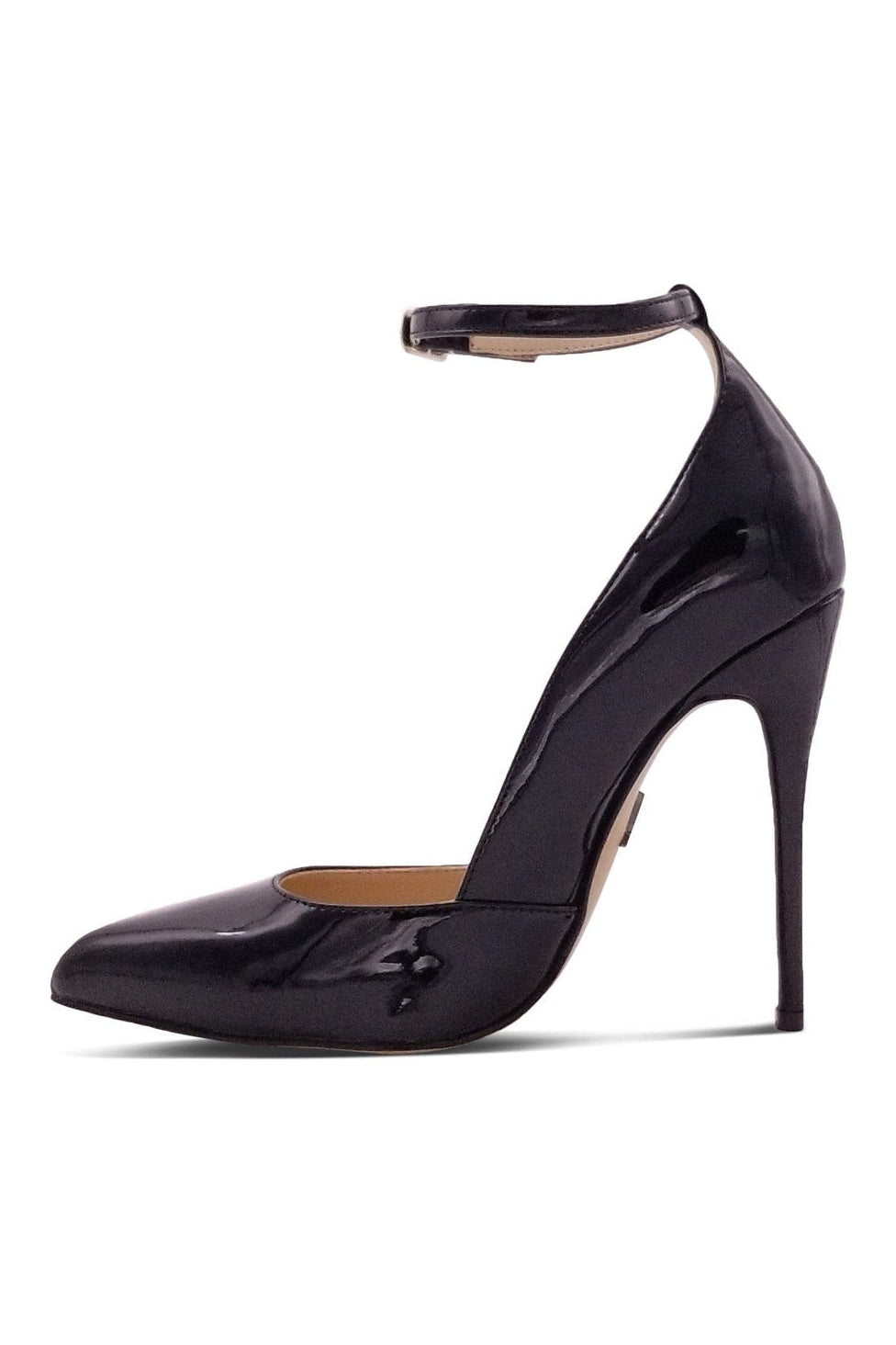 Sexyshoes Signature Sexy A Line Ankle Strap Stiletto Pump in Black Patent