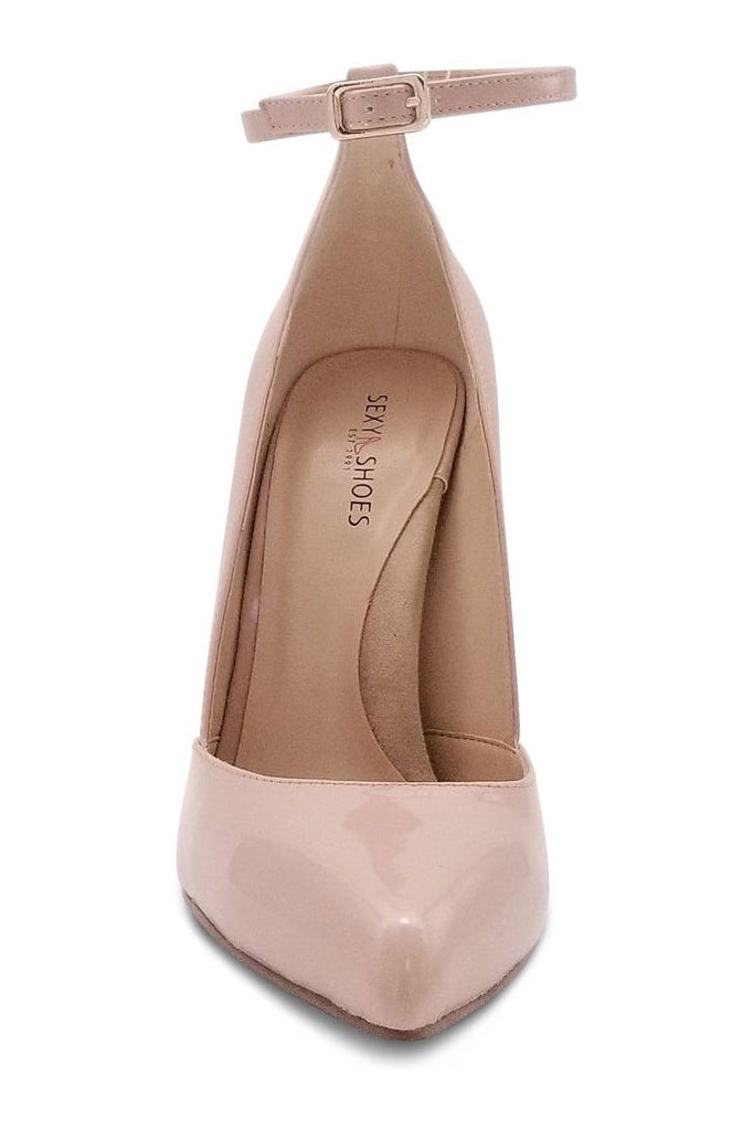 Sexyshoes Signature Sexy A Line Ankle Strap Stiletto Pump in Bone Patent
