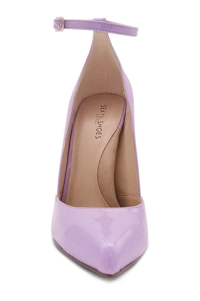 Sexyshoes Signature Sexy A Line Ankle Strap Stiletto Pump in Lavender Patent