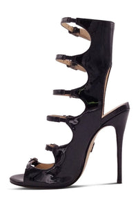 Sexyshoes Signature Strappy Sexy Open Toe Sandal in Black Patent