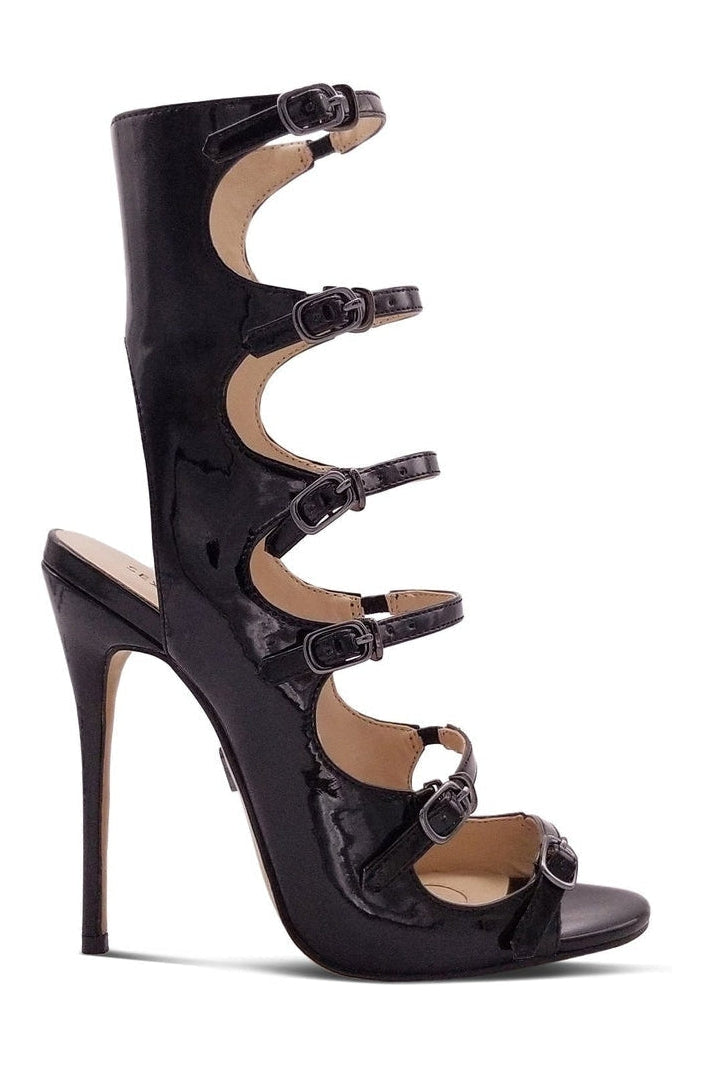 Sexyshoes Signature Strappy Sexy Open Toe Sandal in Black Patent