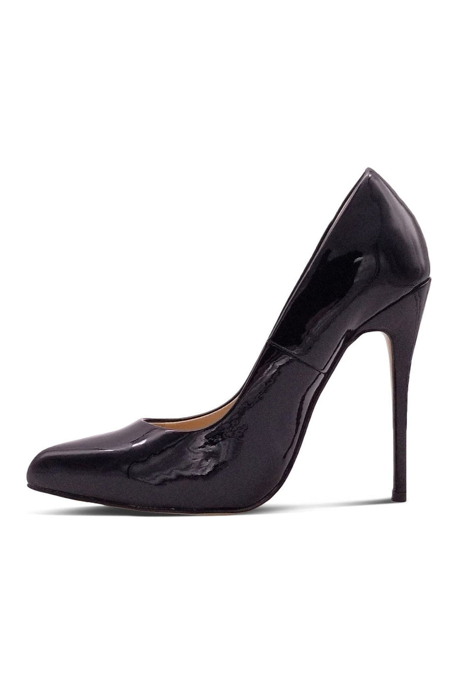Sexyshoes Signature Sultry Low Cut Sky High Stiletto Heel Pump in Black Patent