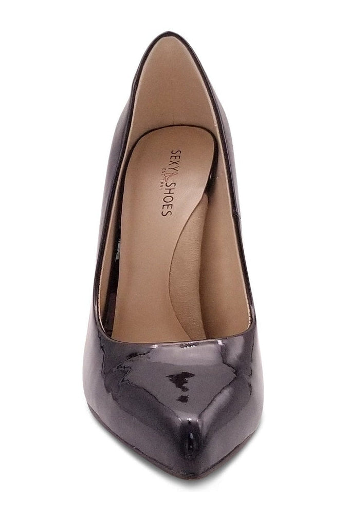Sexyshoes Signature Sultry Low Cut Sky High Stiletto Heel Pump in Black Patent