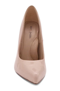 Sexyshoes Signature Sultry Low Cut Sky High Stiletto Heel Pump in Nude Patent