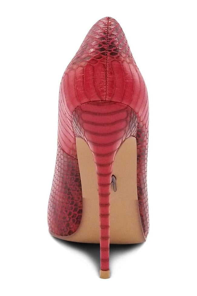 Sexyshoes Signature Sultry Low Cut Sky High Stiletto Heel Pump in Red Faux Leather