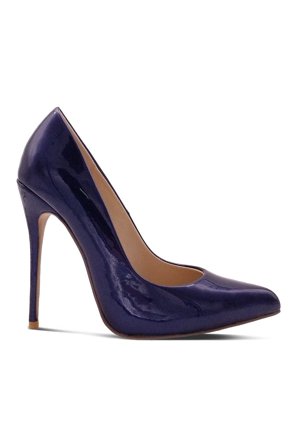 Sexyshoes Signature Sultry Low Cut Sky High Stiletto Heel Pump in Blue Patent