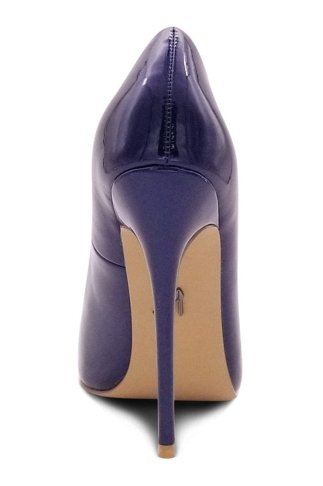 Sexyshoes Signature Sultry Low Cut Sky High Stiletto Heel Pump in Blue Patent