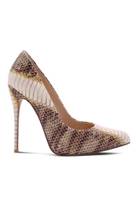 Sexyshoes Signature Sultry Low Cut Sky High Stiletto Heel Pump in Bone Faux Leather