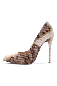 Sexyshoes Signature Sultry Low Cut Sky High Stiletto Heel Pump in Bone Faux Leather