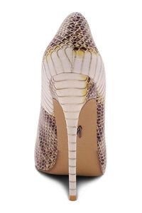 Sexyshoes Signature Sultry Low Cut Sky High Stiletto Heel Pump in Bone Faux Leather