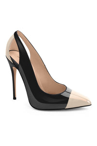 Sexyshoes Signature Cut Out Designed Pointed Toe Spectator Pump in Black Patent from SexyShoes.com
