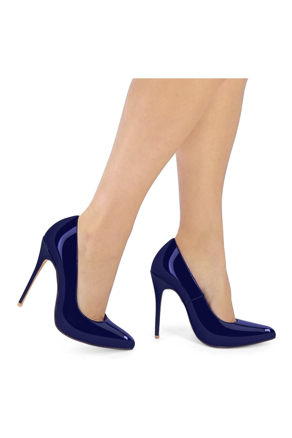Sexyshoes Signature Sultry Low Cut Sky High Stiletto Heel Pump in Blue Patent