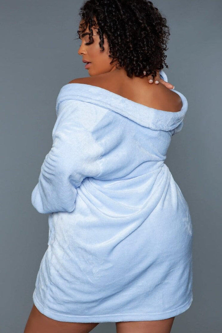 Baby Blue Mid-Length Push Robe-Gowns + Robes-BeWicked-SEXYSHOES.COM