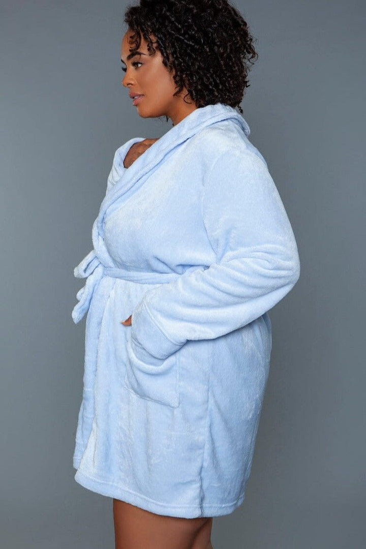 Baby Blue Mid-Length Push Robe-Gowns + Robes-BeWicked-SEXYSHOES.COM