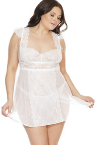 Coquette Babydoll & Thong Set in White  from SexyShoes.com