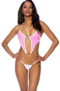 Bodyshotz Bat Wing Vinyl Crop Top in Pink  from SexyShoes.com